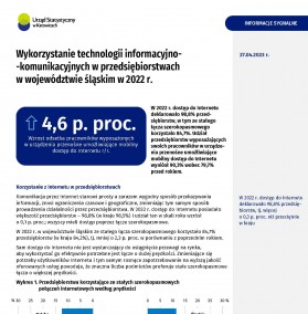 Wykorzystanie technologii informacyjno-komunikacyjnych w przedsiębiorstwach w województwie śląskim w 2022 r. - 1 strona
