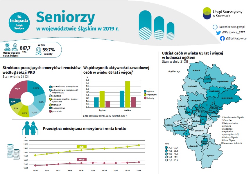 Infografika - Seniorzy w woj. śląskim w 2019 r.