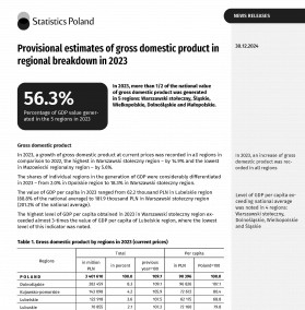 Provisional estimates of gross domestic product in regional  breakdown in 2023
