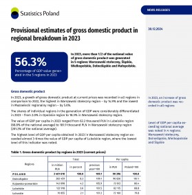 Provisional estimates of gross domestic product in regional  breakdown in 2023