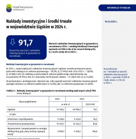 Nakłady inwestycyjne i środki trwałe w województwie śląskim w 2024 r. - 1 strona