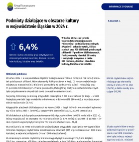 Podmioty działające w obszarze kultury w województwie śląskim w 2024 r. - 1 strona