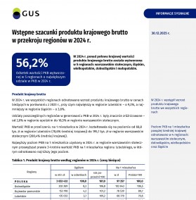 Wstępne szacunki produktu krajowego brutto w przekroju regionów w 2024 r.