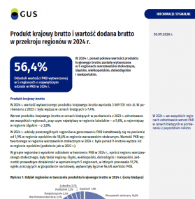 Produkt krajowy brutto i wartość dodana brutto w przekroju regionów w 2024 r. - 1 strona