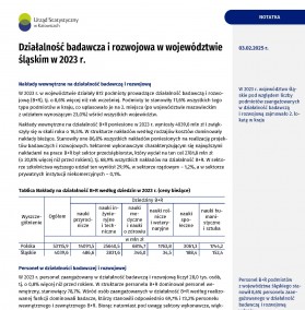 Działalność badawcza i rozwojowa w województwie śląskim w 2023 r. - 1 strona