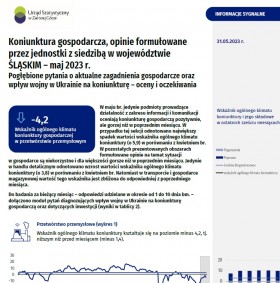 Koniunktura gospodarcza w województwie śląskim - maj 2023 r. - 1 strona