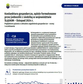 Koniunktura gospodarcza w województwie śląskim - listopad 2024 r.
