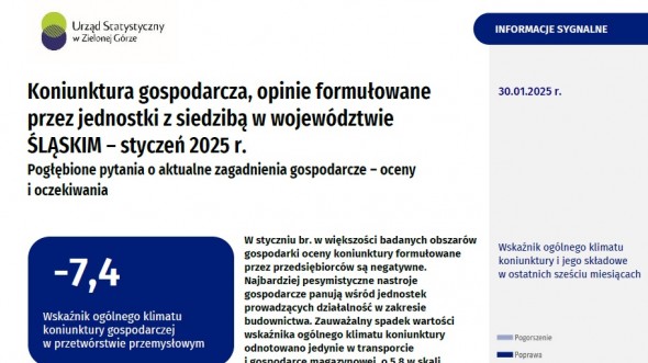 Koniunktura gospodarcza w województwie śląskim - styczeń 2025 r.