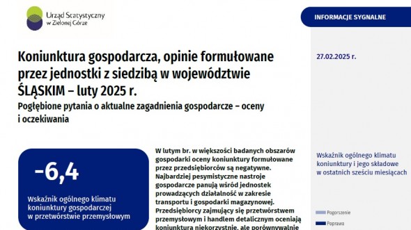 Koniunktura gospodarcza w województwie śląskim - luty 2025 r.