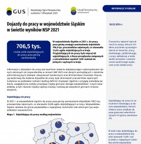 Dojazdy do pracy w województwie śląskim w świetle wyników NSP 2021 - 1 strona