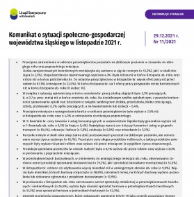okładka Komunikat o sytuacji społeczno-gospodarczej województwa śląskiego 2021 (XI 2021)