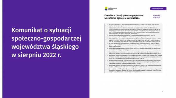 Komunikat o sytuacji społeczno-gospodarczej województwa śląskiego w sierpniu 2022 r. -1 strona