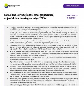 Komunikat o sytuacji społeczno-gospodarczej województwa śląskiego w lutym 2023 r.- okładka