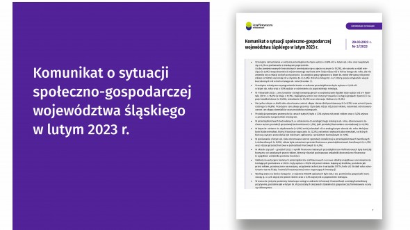 Komunikat o sytuacji społeczno-gospodarczej województwa śląskiego w lutym 2023 r. - okładka