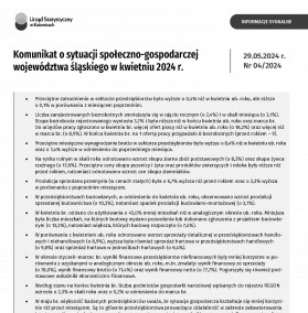 Komunikat o sytuacji społeczno-gospodarczej województwa śląskiego w kwietniu 2024 r. - 1 strona
