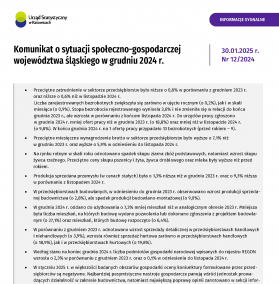 Komunikat o sytuacji społeczno-gospodarczej województwa śląskiego w grudniu 2024 - 1 strona