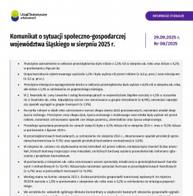 Komunikat o sytuacji społeczno-gospodarczej województwa śląskiego w sierpniu 2025 r. - 1 strona