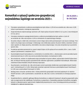 Komunikat o sytuacji społeczno-gospodarczej województwa śląskiego we wrześniu 2025 r. - 1 strona