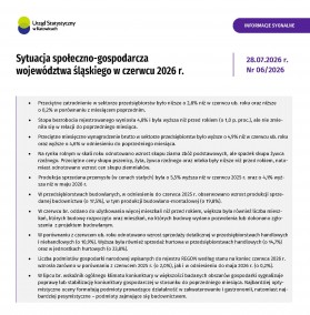 Sytuacja społeczno-gospodarcza województwa śląskiego w czerwcu 2026 r. - 1 strona