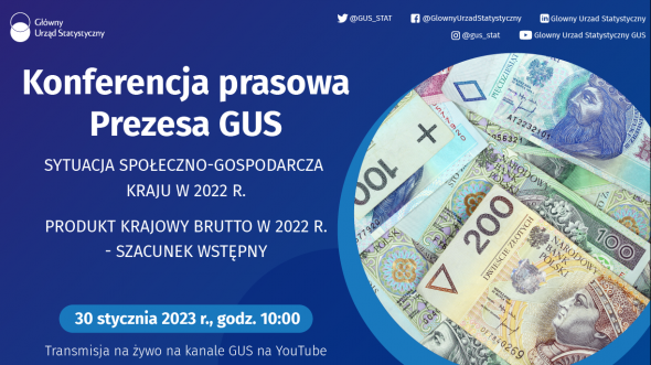 Konferencja prasowa Prezesa GUS podsumowująca 2022 rok - 30 stycznia br.